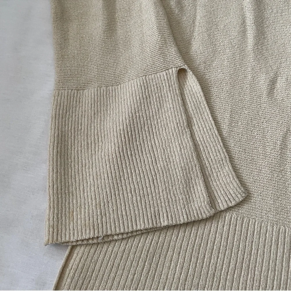 Free People small crisscross tunic sweater top cream side slits linen